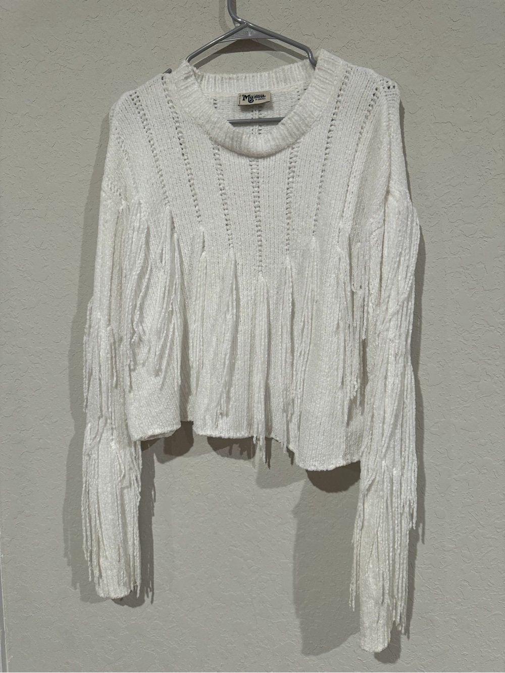 Show Me Your MuMu Ivory Fringe Knit Sweater